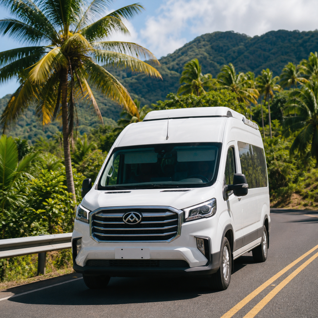 Maxus van on a tropical road