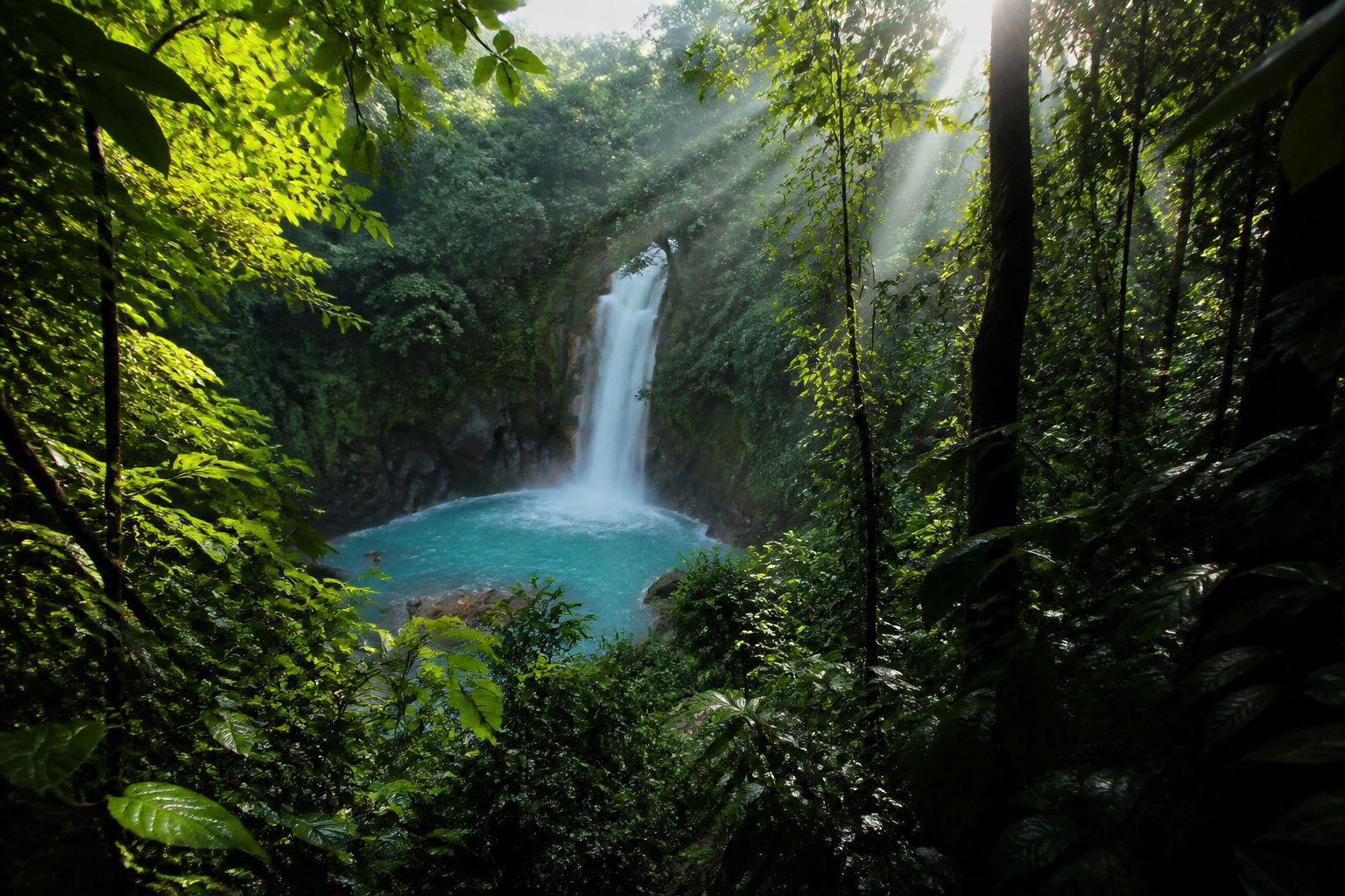 Waterfall in Costa Rican rainforest